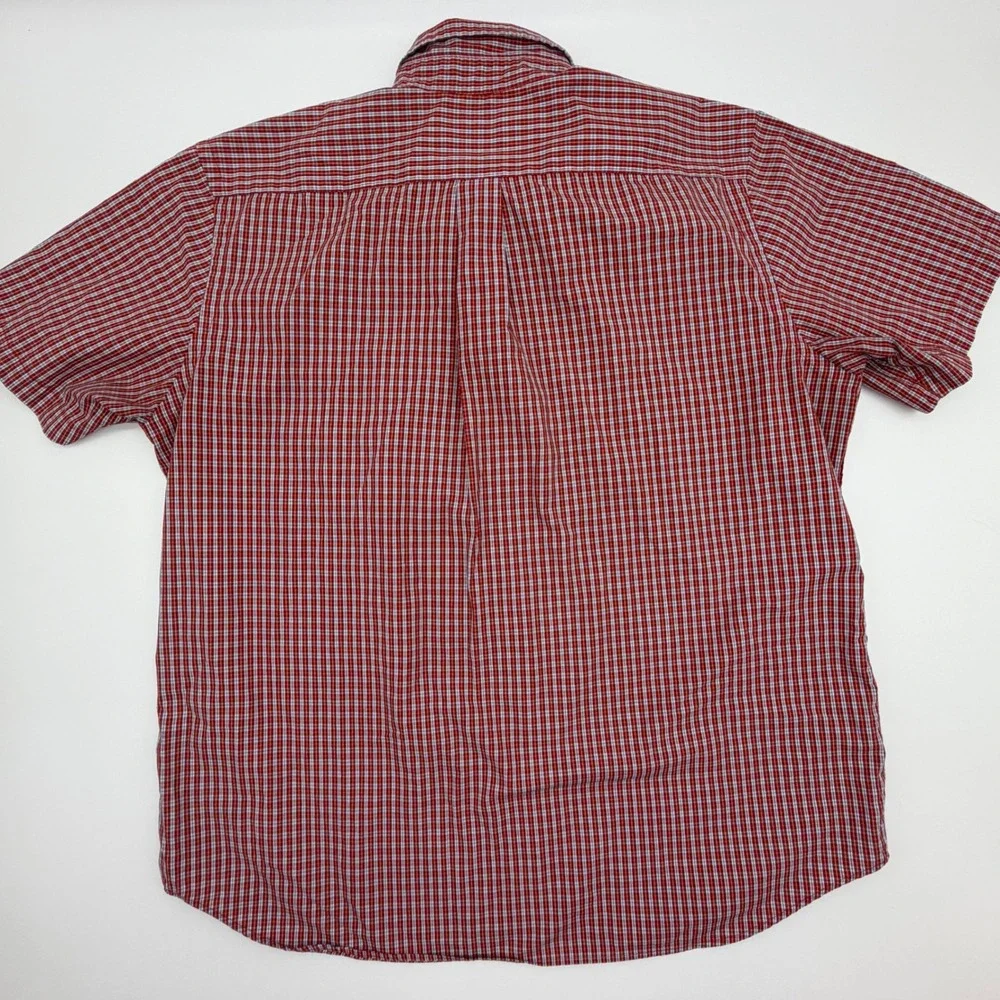 Abercrombie & Fitch Muscle Fit Plaid Short Sleeve Button Down Shirt Red XL